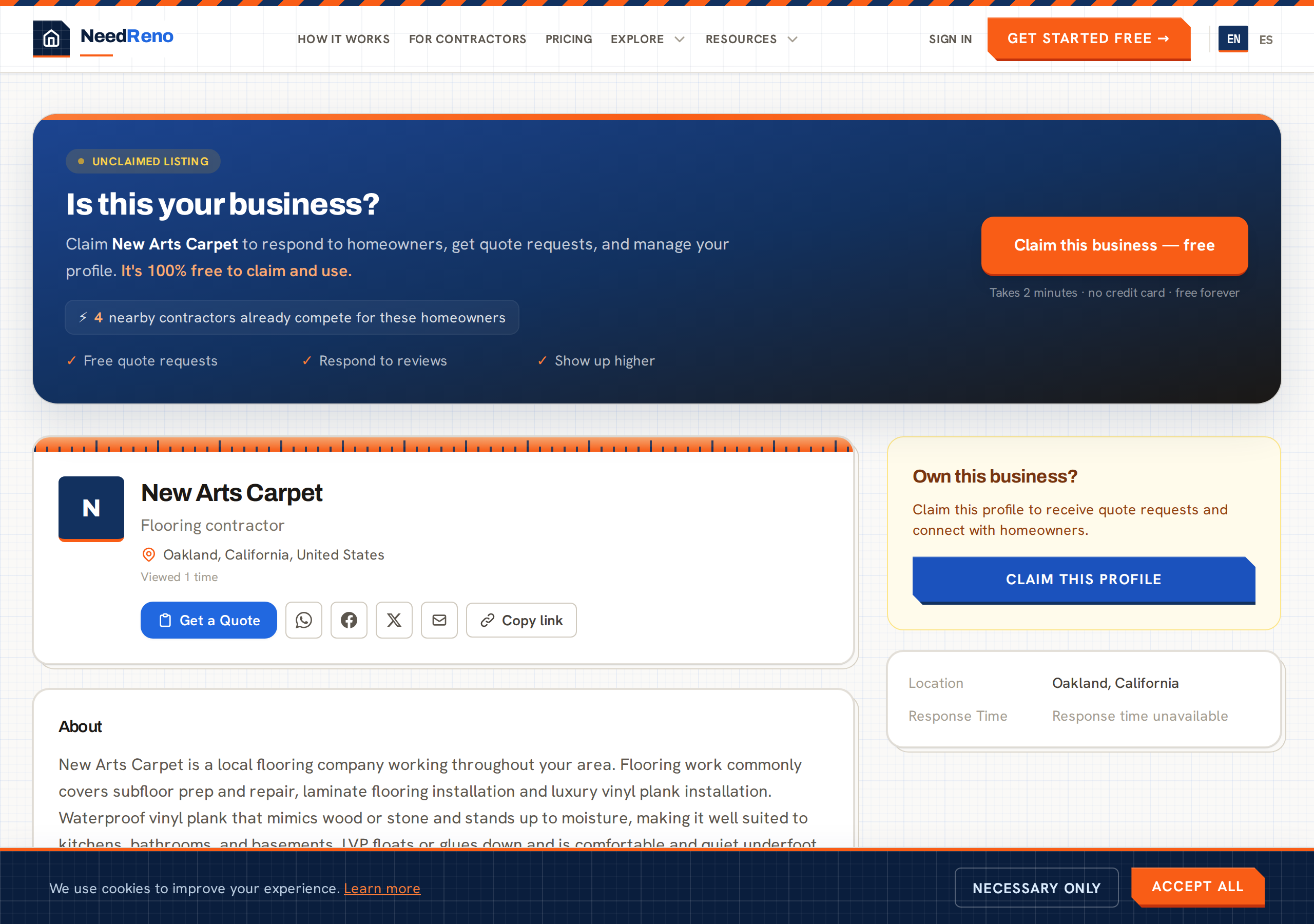 Verified renovation contractor profile with credentials